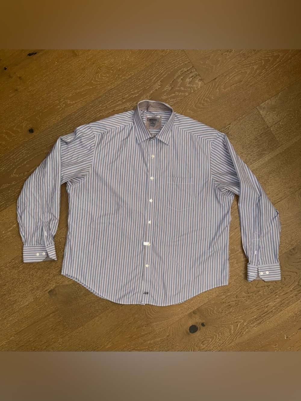 Johnston & Murphy Men's Blue and White Striped Dress Shirt